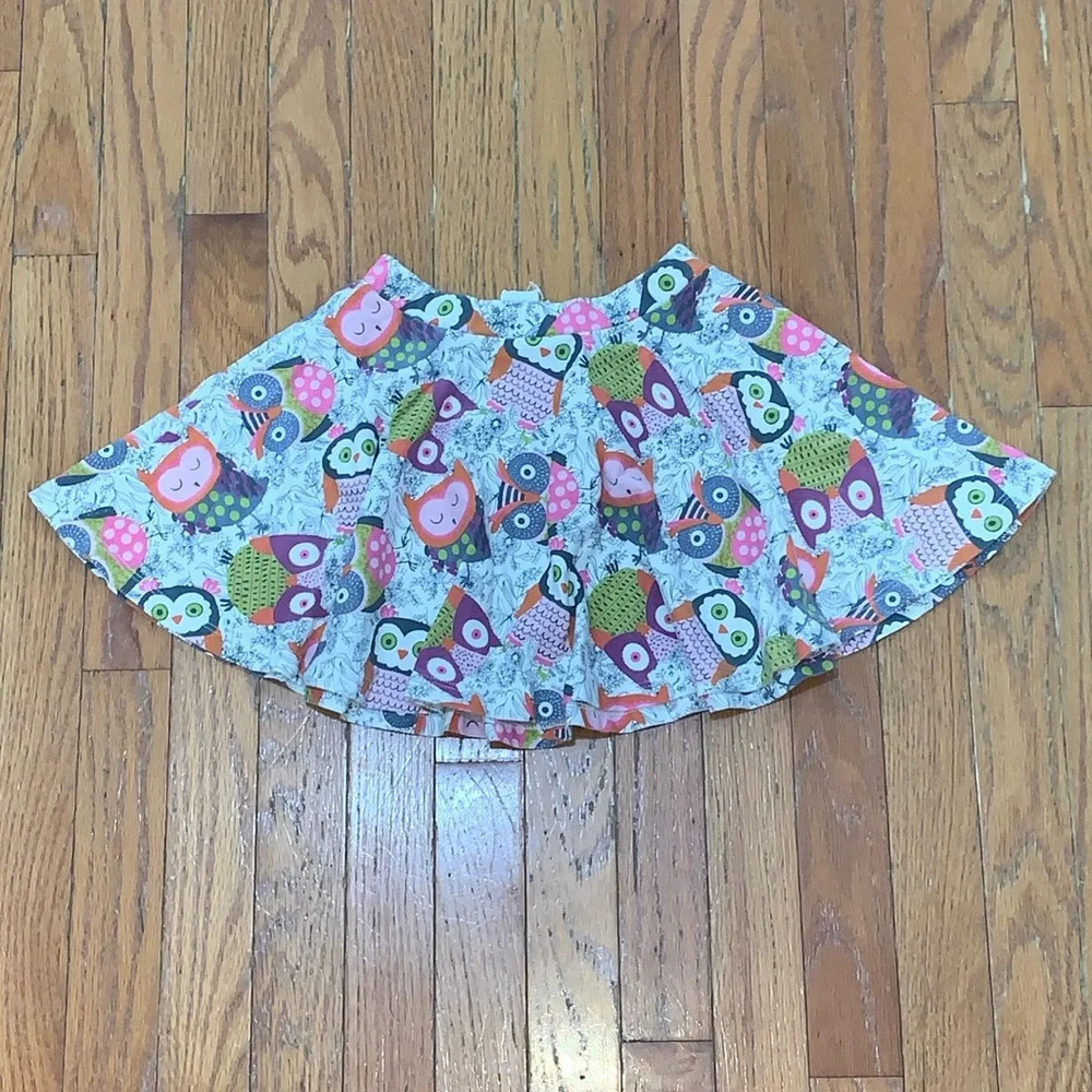 Lemon Loves Lime Girls Owl Print Cotton Skirt‎ White 5 Years